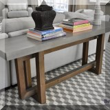 F04. Restoration Hardware sofa table. 28”h x 72”w x 17”d 